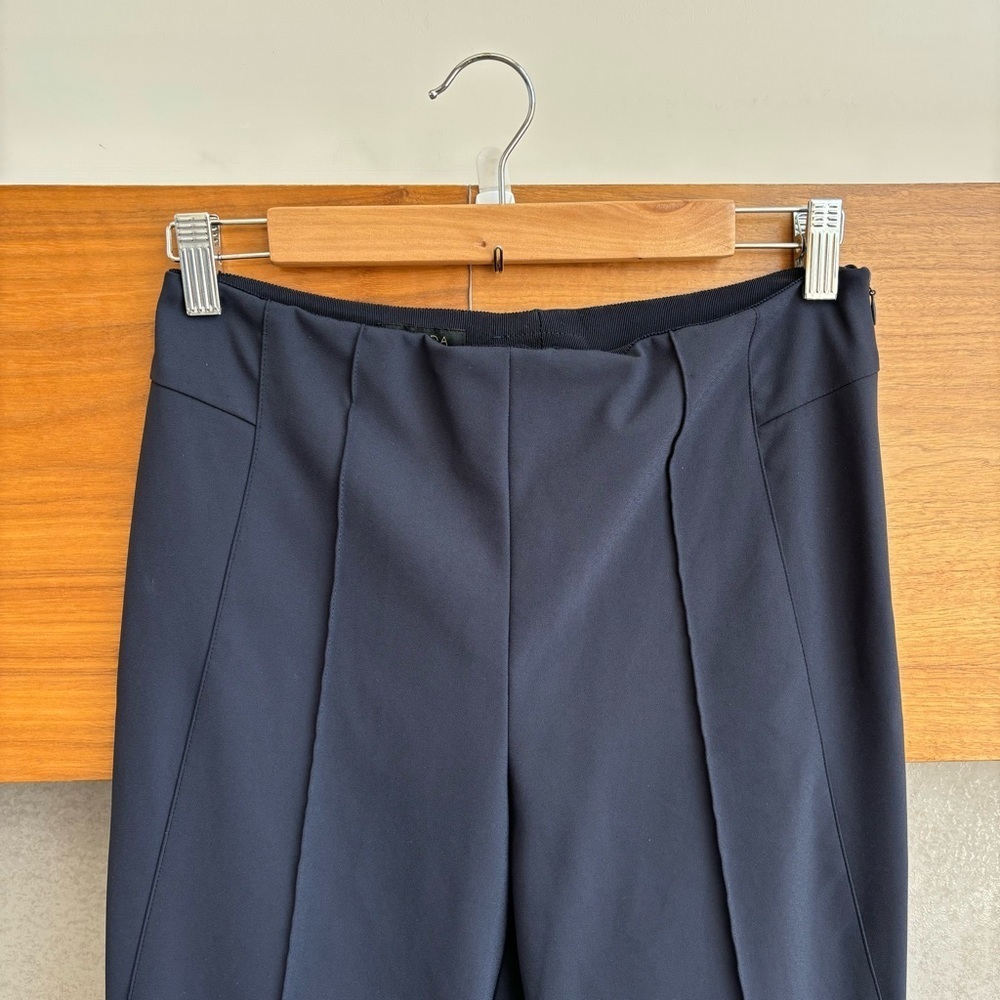 Escada Women's Navy Blue Trousers Mid Rise Crop Stretch Pants, Size US 8/ EU 38 - Picture 2 of 10